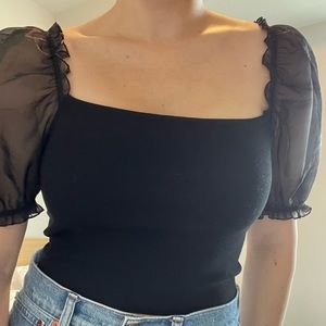 Aritzia Wilfred Sheer Sleeve Top
